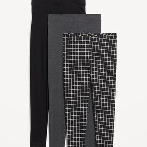 Old Navy High-Waisted Leggings 3-Pack (Black, gray, black plaid) XL Tall
